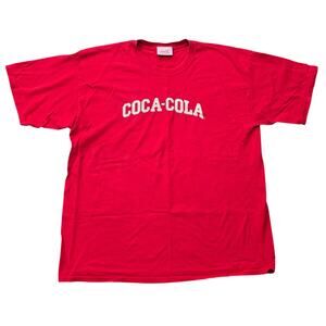 Vintage Coca Cola Brand Red Stitch Lettered Short Sleeve Crew Neck Shirt